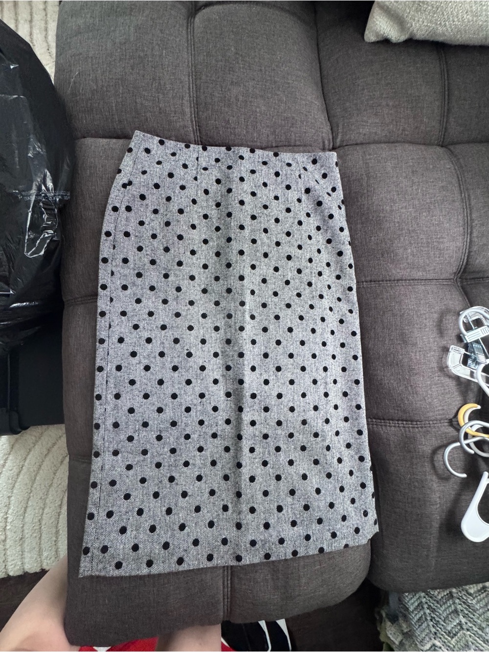 Halogen Gray Pencil Skirt with Black Polka Dots